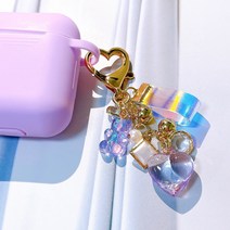 에어팟 버즈 z플립3 홀로그램 곰돌이 키링 제트플립 자동차 키홀더 핸드폰 고리, D고리