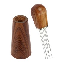 GHSHOP 바늘 스타일 커피 탬퍼 분배기 분말 분배 커피 교반기 레스토랑 카페 주방 홈 생일 선물을위한 에스프레소 도구, 4.3x13cm, 스테인레스 스틸 목재, 목재