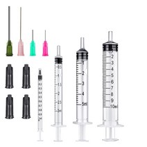 산업용 디스펜싱 주사기 에폭시 수지 키트용 4pcs 14g 25g 무딘 팁 바늘 및 4pcs 캡이 있는 4pcs 주사기, 일반 세트