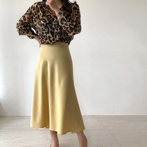 네모 여성용 새틴A라인 스커트