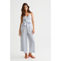 H&M 새틴 V넥 점프수트 라이트 블루/스트라이프 1069177003