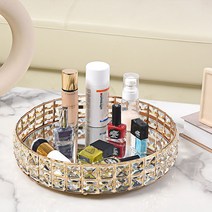 골드 크리스탈 장식 트레이 화장품 보관함, 소형, 1개