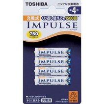 TOSHIBA 니켈 메탈 하이드라이드 배터리 충전식 IMPULSE AAA (min.750mAh) 4 pcs TNH-4A 4P, 1개, 1개