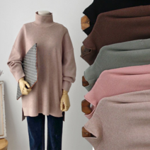 루즈핏 언발 돌돌넥 목폴라 F/W 데일리 롱니트 DO