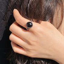 반지소 실버925 블랙오닉스 원석 오픈링 은반지 느와