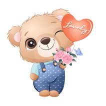 티셔츠 스티커 의류 3D전사지] 애니멀 러블리곰돌이 076 열전사지
