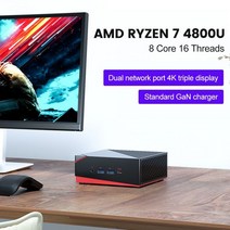 미니 PC AMDRyzen 7 4800U 8 코어 게임용 윈도우 11 DDR4 NVMe SSD 데스크탑 컴퓨터 34K 60Hz HTPC WiFi6 c타입 PD 고속 충전기, CHINA, Ryzen 5 4500U WiFi6, 16GB DDR4 512GB NVMe