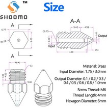 3D프린터부품 Anet A8 Makerbot MK8 Creality CR-10 S4 S5 Ender 3 3Pro 5 청소 도구 키트 용 압출기 황동, 07 1.75-0.6mm_02 5Pcs