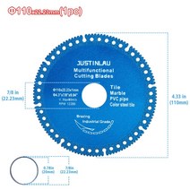 타일컷팅기 타일커터기 커팅기 JUSTINLAU 커팅 피스 디스크 락 금속 대리석 앵글 드라이 에머리 톱날-137, 9.1pc Blue-110mm