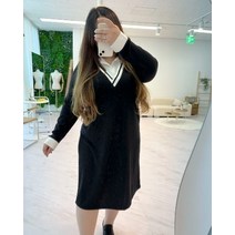 (66-100size) 리지 빅사이즈 카라 셔츠 니트 원피스 롱 미디 가을 정장 오피스룩 하객룩