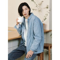 [폴햄][POLHAM] 23년 봄신상 남자 데님 오버핏 셔츠형 남방 PHD1WC1042