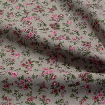 국산 대폭 린넨 프린트원단 - 파스텔 플라워 7종, 플라워무늬 그레이