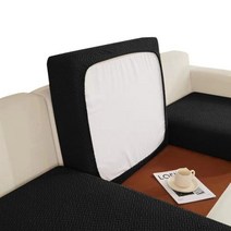 조약돌소파 자카드 소재 두꺼운 엘라스틱 소파 쿠션 좌석 커버 자형, XieWen Black+Pillowcase 45x45c