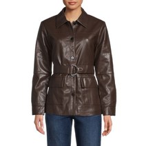 ELIE TAHARI 엘리 타하리 벨트ed Faux 가죽 Shirt 자켓 - CHOCOLATE141270
