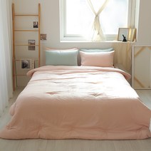 해밀홈 마이크로 워싱 부드러운 크림 차렵이불+패드+베개커버