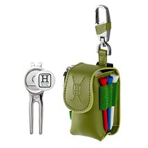 Handy Picks 골프공 케이스 파우치 2볼용 스크래치방지 골프티 포함, 키위 그린, 1개