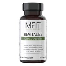 mfit revitalize 1000mg 아세틸 l-카르니틴 + 200mg의 비타민 c – 세포 에너지 생성 보조 기억력 초점 증폭기를 포함한 뇌 기능 지원 기분 - 콩 없음