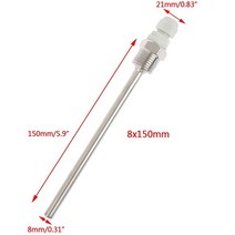 30-200mm 써모웰 304 스테인레스 스틸 1/2 BSP G 스레드 온도 센서 250 섭씨 최대 2Mpa 1 개, 04 150mm