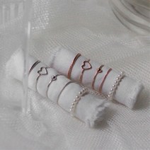 데일리반지 진주포인트 하트반지 5개세트 우정템 여자친구선물 꾸안꾸 10대커플링