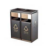 스테인레스 분리수거함 재활용 쓰레기통 야외 공원 공공장소, 골드 스텐분리수거함+재떨이 64x33x77cm