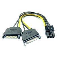 파워 SATA 2x15Pin 그래픽 카드 PCI-e PCIE 6pin 비디오 전원 공급 장치 케이블 듀얼 Sata Y 분배기 어댑터 18CM, [01] 18cm