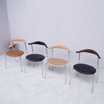 카우체어 카페 식탁 인테리어 업소용 우드 철제 쿠션의자, 월넛(블랙PU방석)