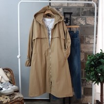 상상그이상 여성용 루즈핏 롱야상 간절기 필수템 날개형 바바리 허리 스모크밴딩 바람막이 후드점퍼 꾸안꾸룩 집앞 마실룩 사계절 활용도 높은 베이직 야상