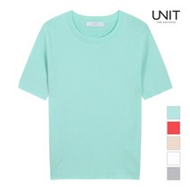 유닛 여성 골지 라운드넥 반소매 니트 UFE2-KCN200S
