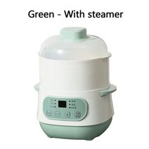 수비드머신 통돌이오븐 양갈비 수비드 스테이크 DMWD-가정용 슬로우 쿠커 1L 전기 스튜 수프 냄비 죽 요리 기계 새 둥지 디저트 메이커 세라믹 라이너 220V, [01] Green with steamer