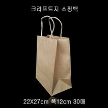 트위스트 핸들 크라프트 쇼핑백 22X27cm 폭12cm 30매 EM-460, 상품선택