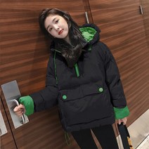 여성용 겨울 루즈핏 후드 맨투맨 패딩 점퍼 풀오버 코트