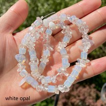 멍석 천연 오팔 산호 자수정 가닛 칩 자 스톤 비즈 DIY 목걸이 팔찌 쥬얼리 15 인치, [10] white opal