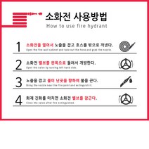 강력접착 소화전사용방법 스티커 210x170mm 한글 영어