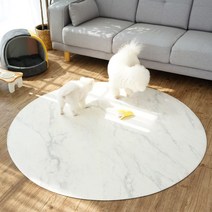 휴팡 6T 양면 원형 강아지매트[미끄럼방지 슬개골보호 애견매트] 지름 140cm 스노우마블