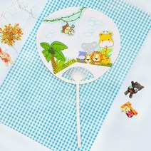 냅킨공예 부채꾸미기 체험부스 만들기키트 작품 인지발달 도안 키즈 학원 체험수업