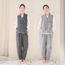 생활한복 개량한복 절복 법복 봄가을 회색 먹색 조끼 바지 세트