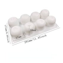 3D Apple Shape Silicone Mold 8 Cell DIY Cake Mousse for Ice Cream Chocolate Pastry Art Pan Dessert B, White