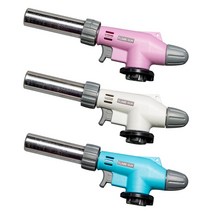 파워토치 자동점화 액화방지 토치 캠핑용 요리용 조리용 화구용 오토건 가스 자동토치 부탄가스, 크림화이트