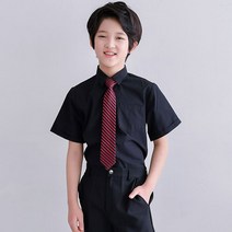 잭키드 남아 아동 주니어 초등학생 반팔와이셔츠 블랙 남방셔츠