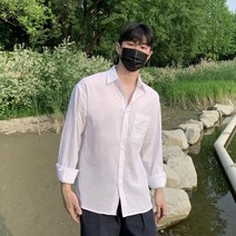 쿨 세미 오버핏 원포켓 린넨 셔츠(4color)