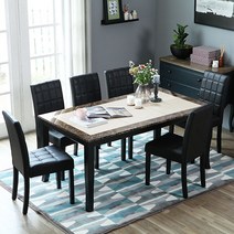 베스트리빙 데미안 에코 화강암 대리석 포세린 통세라믹 6인용 식탁 테이블 세트/의자6개/4colors, 투톤/초코의자