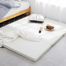 더블샵 듀얼PU 3단 접이식 매트리스, PU라이트크림