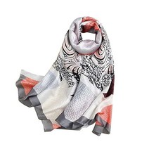 JN&LULU 여성용 100% 얼룩 라지 멀베리 스카프 롱 새틴 디자이너 경량 랩 177.8cm x 88.9cm 스티치 색상 01 70x35inch