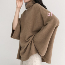 ls 홀가먼트 메르시 라쿤 울 니트 케이프 판쵸 망토