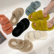 여성 부드러운 밍크퍼 겨울 털슬리퍼 빅사이즈