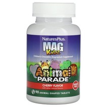 네이처스플러스 Animal Parade 맥 키즈 어린이용 마그네슘 체리 맛 동물 모양 정제 90정, 1개, 기본