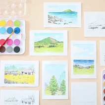 솜씨키트 수채화 제주 풍경 꽃 컬러링 DIY 키트, 제주꽃KIT, 제주풍경 도안만추가
