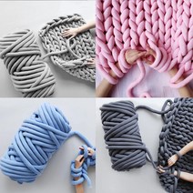 자이언트얀 빅 점보얀 뜨개질실 손뜨개 패브릭얀 가방 방석 왕모찌실, 500g, 연핑크