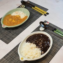 덮밥그릇 샐러드 그릇 타원접시 핸드메이드 도자기 그릇 매화, 그린