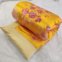 이불커버 올드식 실크 비단 고전 궁전 울긋불긋 항저우 백년 용과봉황 경사, C02-풀 플라워 골드+타입카멜색 모방사 이불 속 이불